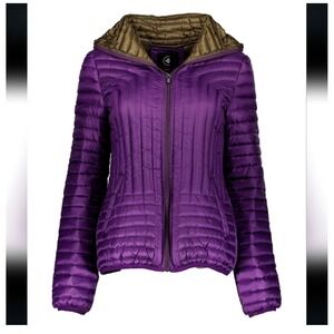 Halifax Traders Grape and Army packable Down Filled Quilted Hooded Jacket Coat S